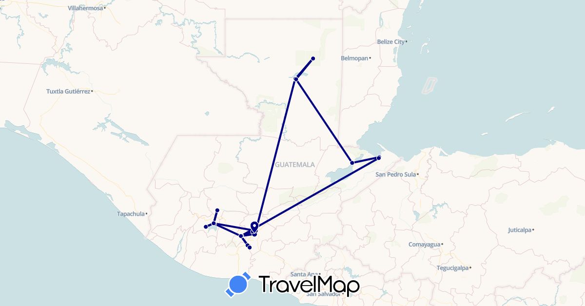 TravelMap itinerary: driving in Guatemala (North America)